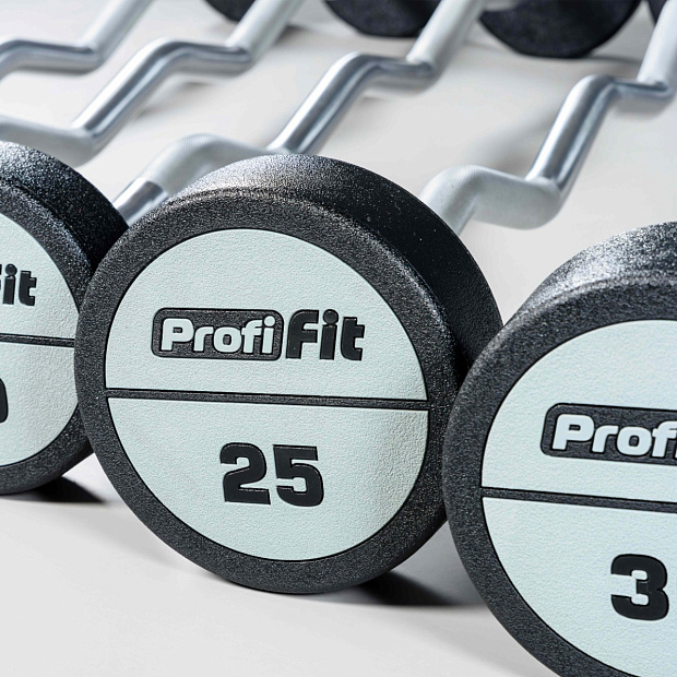 Набор изогнутых полиуретановых штанг (шаг 5 кг, 5 шт) PROFI-FIT 10-30 кг