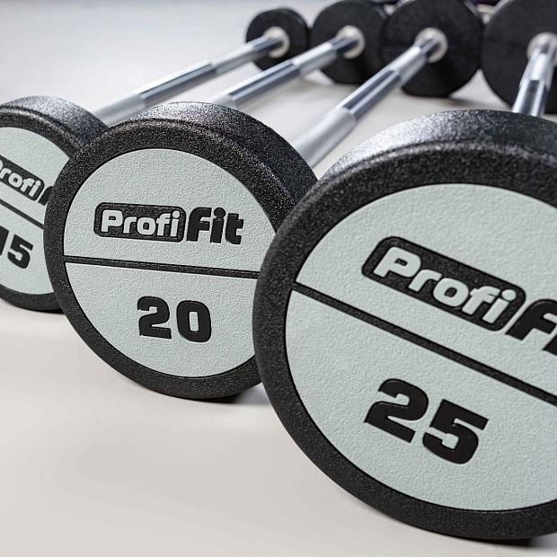 Набор прямых полиуретановых штанг (шаг 5 кг, 5 шт) PROFI-FIT 10-30 кг