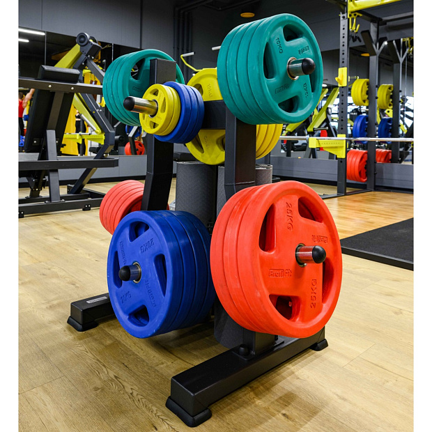 Диск обрезиненный (четыре хвата, цветной) D51 мм PROFI-FIT  5 кг