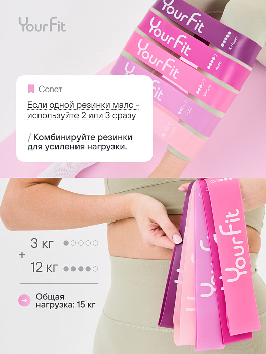 Набор латексных резинок для фитнеса цветных