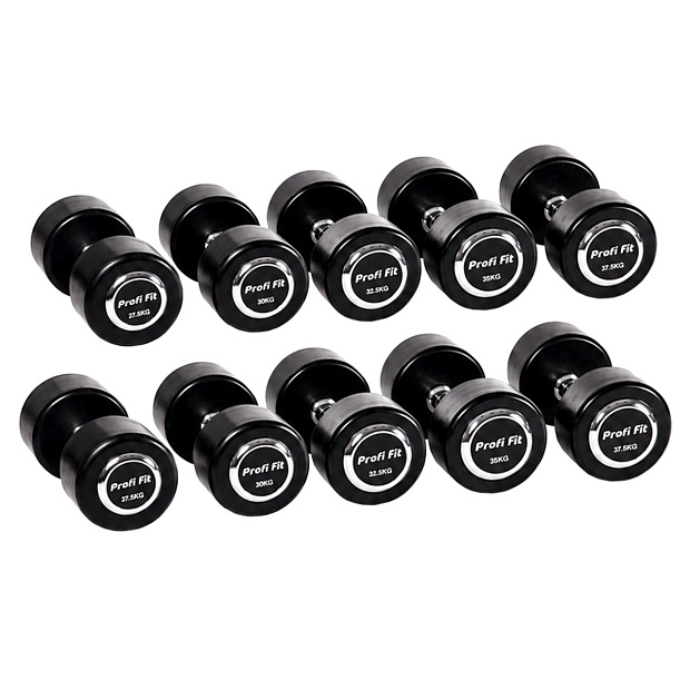 Гантельный ряд профессиональный (шаг 2,5 кг, 5 пар) PROFI-FIT 27,5-37,5 кг