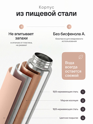 Бутылка для воды спортивная бежевая