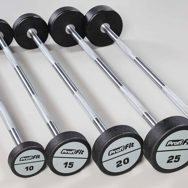 Набор прямых полиуретановых штанг (шаг 5 кг, 5 шт) PROFI-FIT 10-30 кг