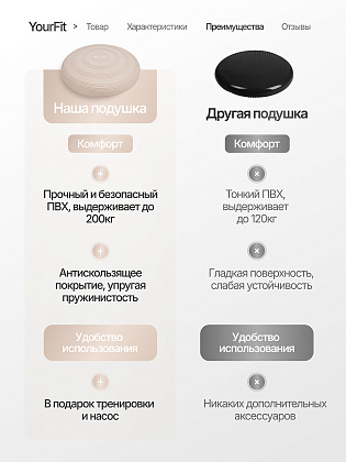 Подушка балансировочная массажная бежевая