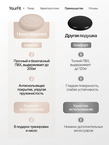 Подушка балансировочная массажная бежевая
