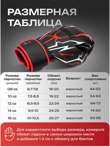 Перчатки боксерские 16OZ красные