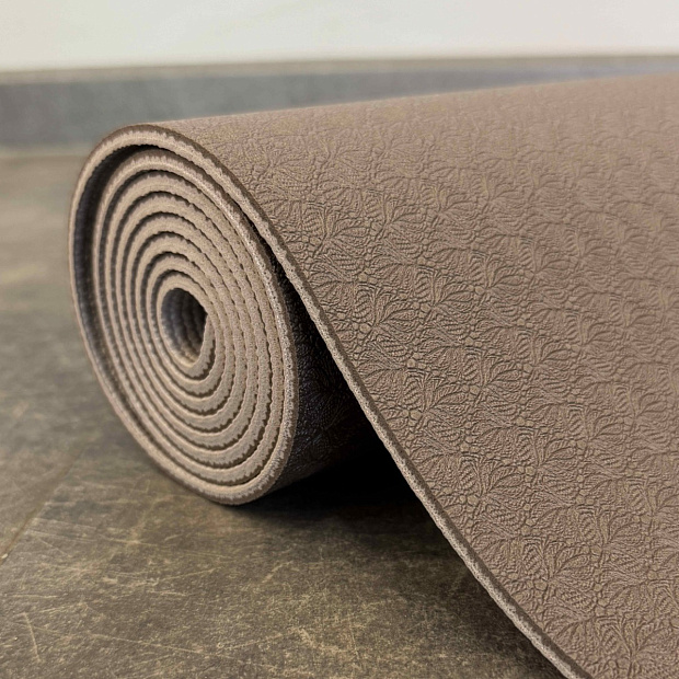 Коврик для йоги и фитнеса БАЗА (кофейный-бежевый) 5 мм PROFI-FIT