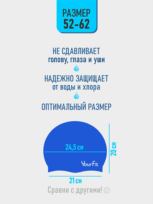 Силикновая шапочка для плавания синяя